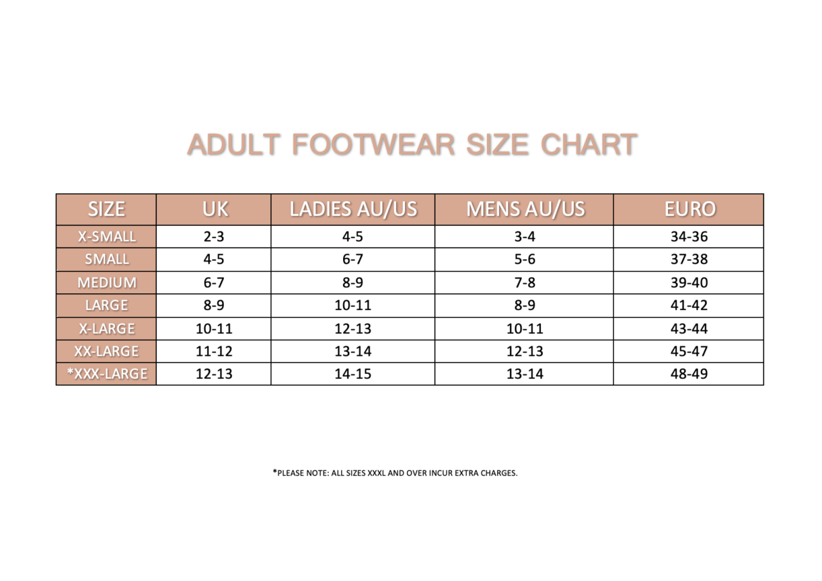 Sizing Chart